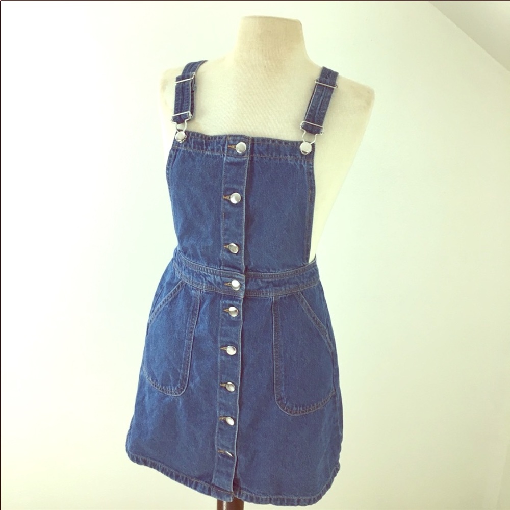 H & M denim jean overall dress jumper romper
